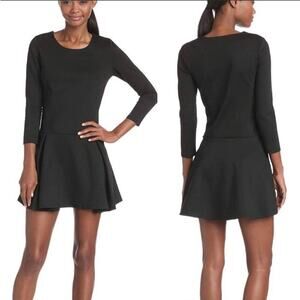 BCBGeneration Black Fit And Flare Drop Waist Long Sleeve Dress Size S